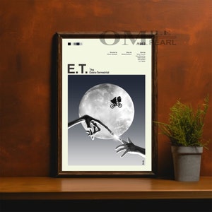 Mid Century Modern ET the Extra Terrestrial Movie Poster, Retro Movie Print, Modern Vintage Movie Posters