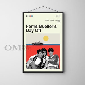 Mid Century Modern Ferris Bueller&#39;s Day Off Movie Poster, Retro Movie Print, Modern Vintage Movie Posters