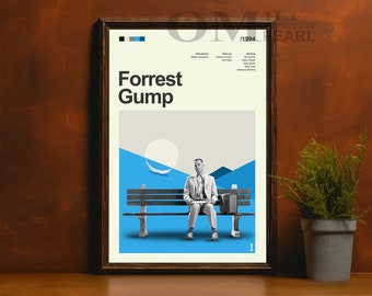 Mid Century Modern Forrest Gump Movie Poster, Retro Movie Print, Modern Vintage Movie Posters