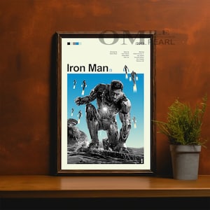 Mid Century Modern Iron Man 3 Filmplakat, Retro Filmdruck, moderne Vintage Filmplakate