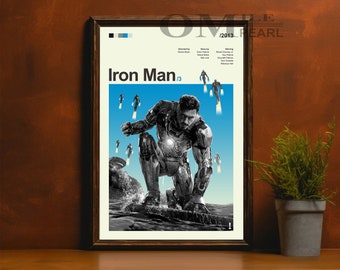 Mid Century Modern Iron Man 3 Movie Poster, Retro Movie Print, Modern Vintage Movie Posters
