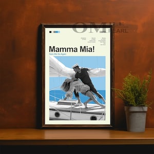 Mid Century Modern Mamma Mia Movie Poster, Retro Movie Print, Modern Vintage Movie Posters