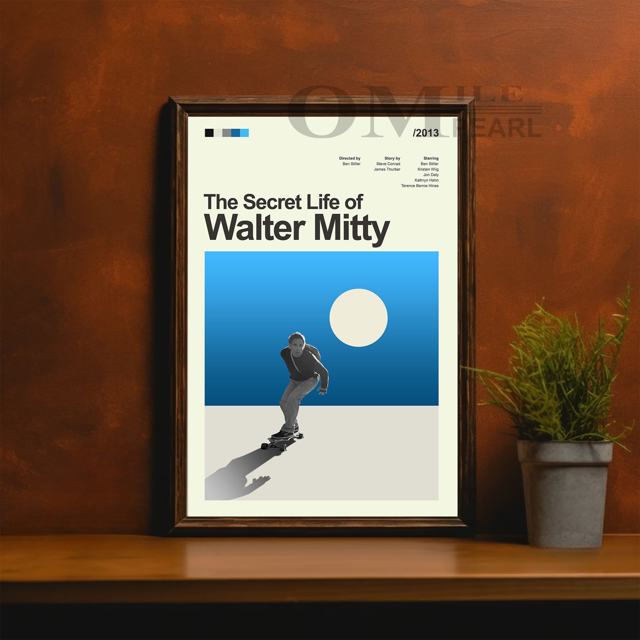 Mid Century Modern The Secret Life of Walter Mitty Movie Poster, Retro Movie Print, Modern Vintage Movie Posters