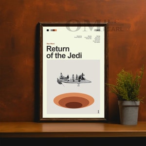 Mid Century Modern Star Wars: Return of the Jedi Movie Poster, Retro Movie Print, Modern Vintage Movie Posters