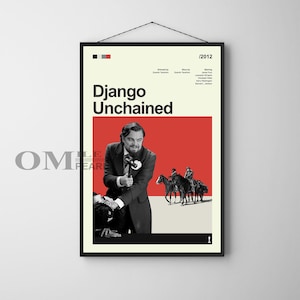 Mid Century Modern Django Unchained Movie Poster, Retro Movie Print, Modern Vintage Movie Posters