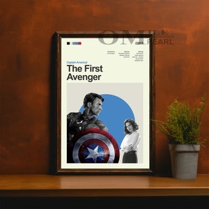 Mid Century Modern Captain America: The First Avenger Movie Poster, Retro Movie Print, Modern Vintage Movie Posters