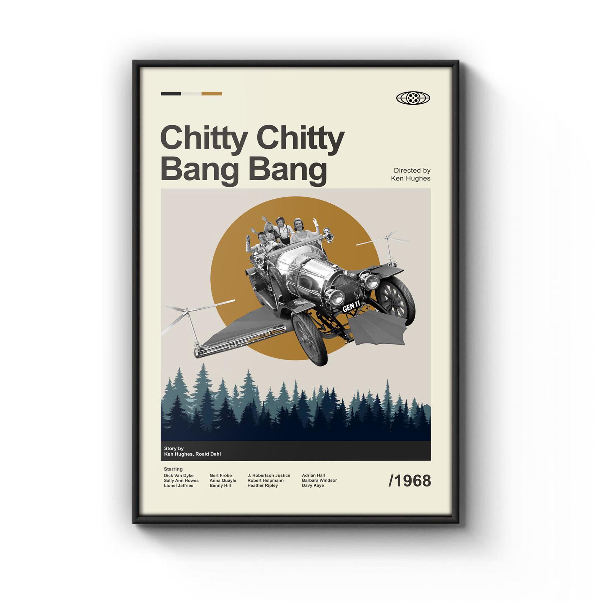 Cartello Metallico Retrò Chitty Chitty Bang Bang (1968) - 20x30 Cm - Decorazione Da Parete Per Bar E Man Cave