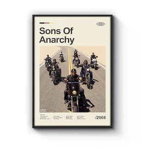 Poster del film Sons of Anarchy di metà secolo, stampa di film retrò, poster di film d'epoca moderni