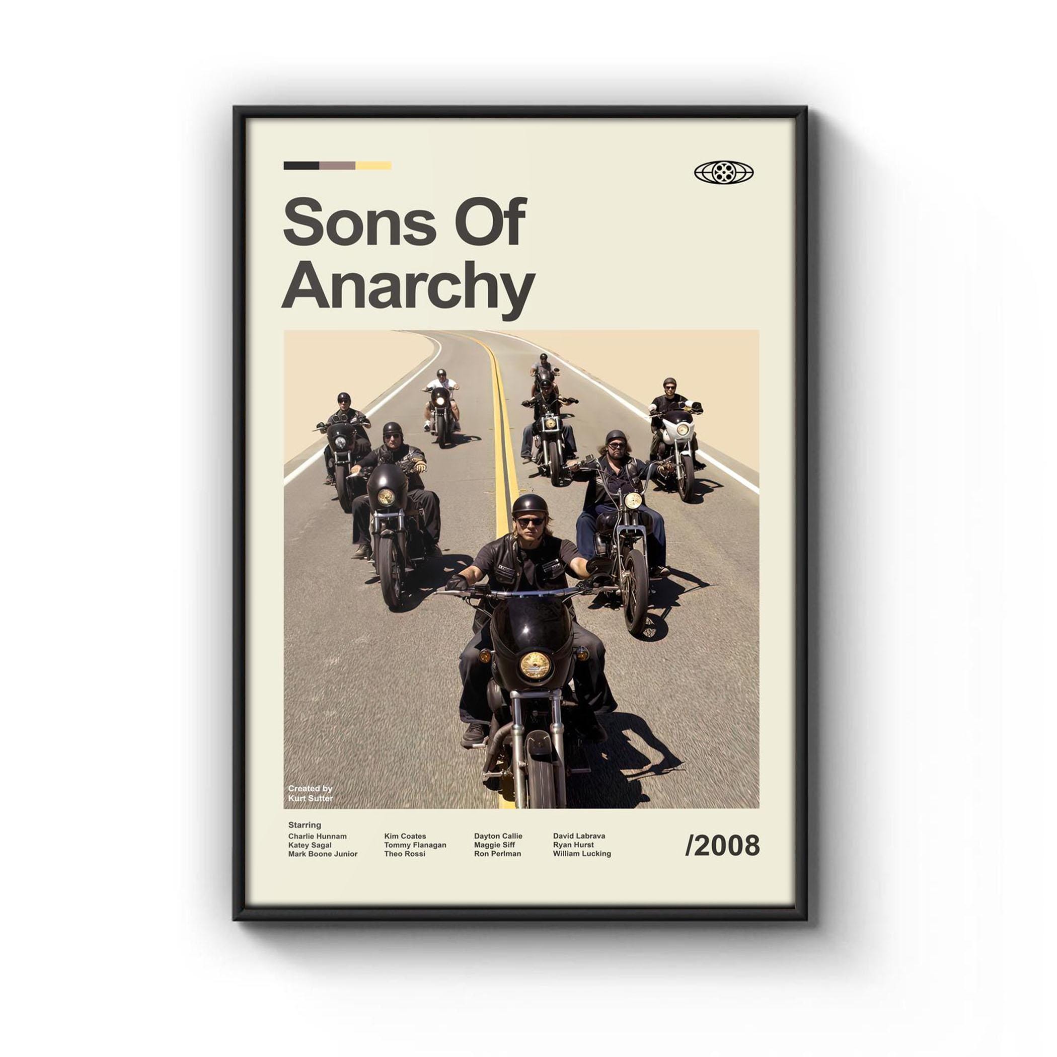Mid Century Modern Sons of Anarchy Movie Poster, Retro Movie Print, Modern Vintage Movie Posters