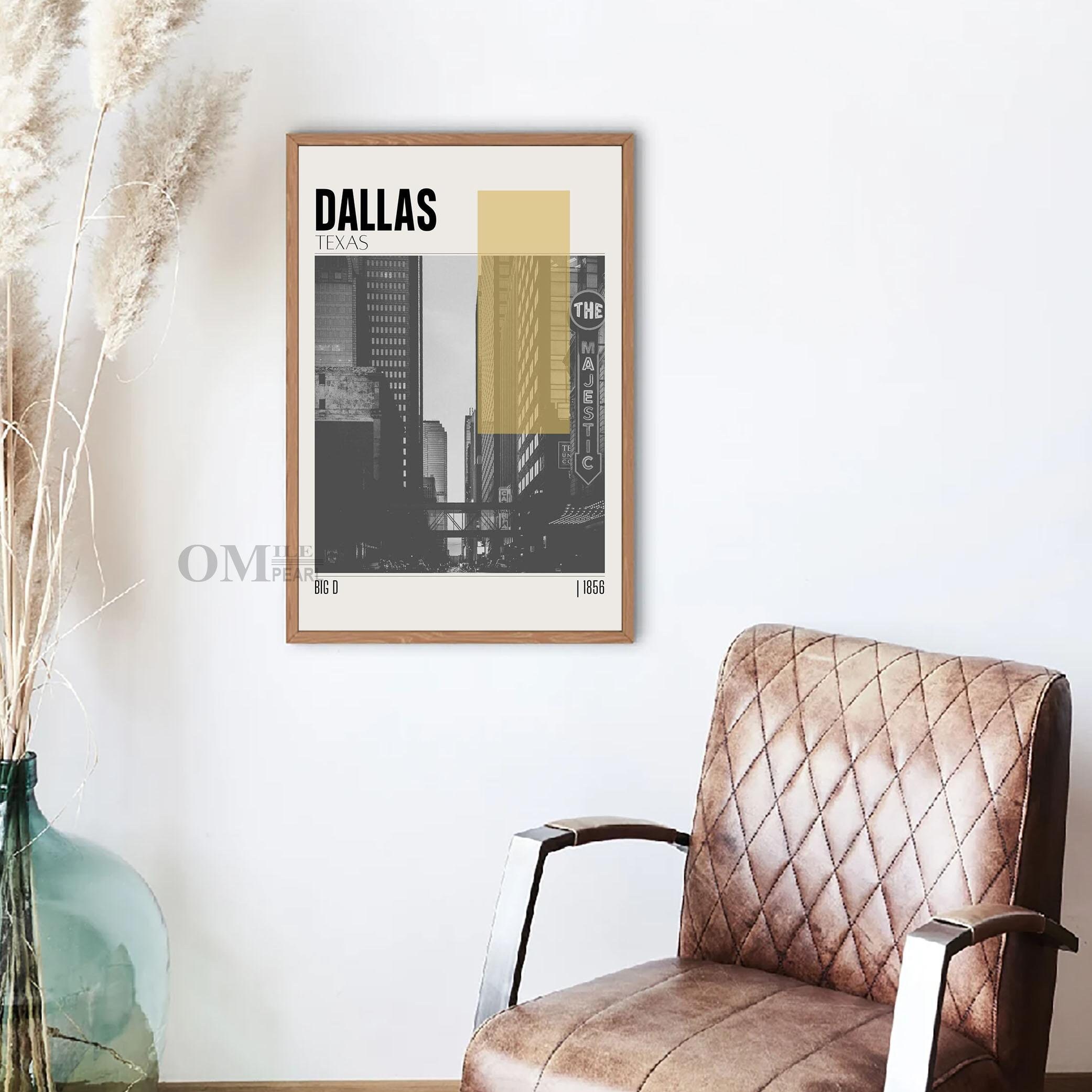 Mid Century Modern Dallas Texas Travel Poster, Retro Wall Art, Vintage ...