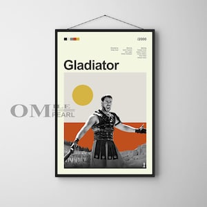 Mid Century Modern Gladiator Filmplakat, Retro Filmdruck, Moderne Vintage Filmplakate