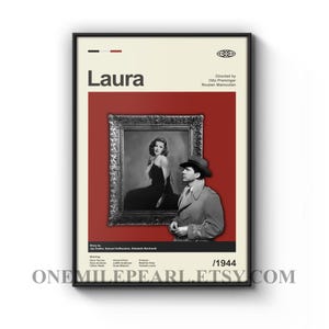 Mid Century Modern Laura Movie Poster, Retro Laura Movie Print, Modern Vintage Movie Posters