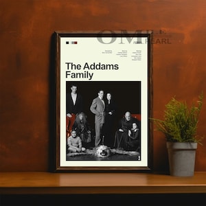 Mid Century Modern The Addams Family Movie Poster, Retro Movie Print, Modern Vintage Movie Posters