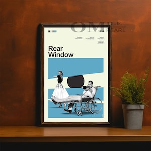 Mid Century Modern Rear Window Movie Poster, Retro Movie Print, Modern Vintage Movie Posters
