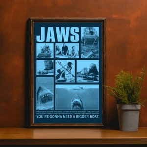 Jaws Poster, Steven Spielberg Film Poster, Vintage Jaws Film Poster, Modern Vintage Film Posters