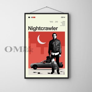 Mid Century Modern Nightcrawler Movie Poster, Retro Movie Print, Modern Vintage Movie Posters