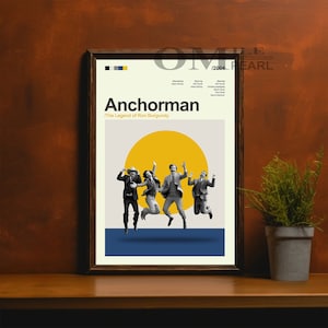 Mid Century Modern Anchorman: The Legend of Ron Burgundy Movie Poster, Retro Movie Print, Modern Vintage Movie Posters