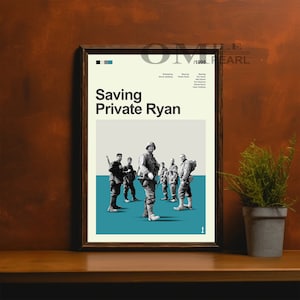 Mid Century Modern Saving Private Ryan Movie Poster, Retro Movie Print, Modern Vintage Movie Posters