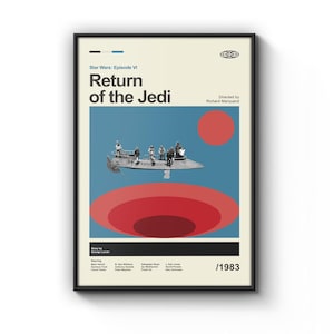 Return of the Jedi-poster, Star Wars-poster uit het midden van de eeuw, retrofilmafdruk, moderne vintage filmposters