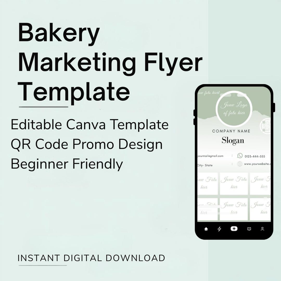 Bakery Flyer Canva Template | Editable QR Code Canva Design (digital ...