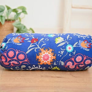 Frida Kahlo Yoga Bolster Meditation Pillow Removable Washable Cover 100% Cotton Bohemian pillow Blue mandala