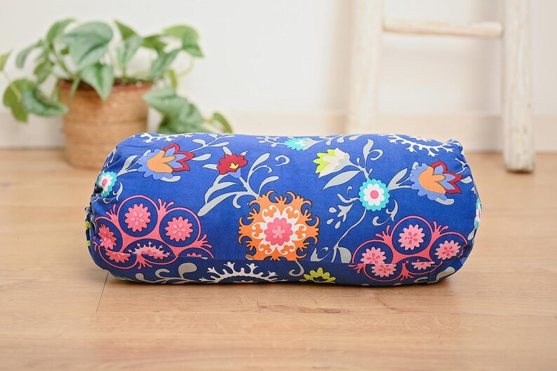 Frida Kahlo Yoga Bolster Meditation Pillow Removable Washable Cover 100% Cotton Bohemian pillow Blue mandala