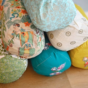 Fun Colorful Yoga Bolster Meditation Pillow Removable Washable Cover 100% Cotton Bohemian support pillow