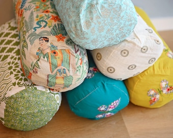 Fun Colorful Yoga Bolster Meditation Pillow Removable Washable Cover 100% Cotton Bohemian support pillow