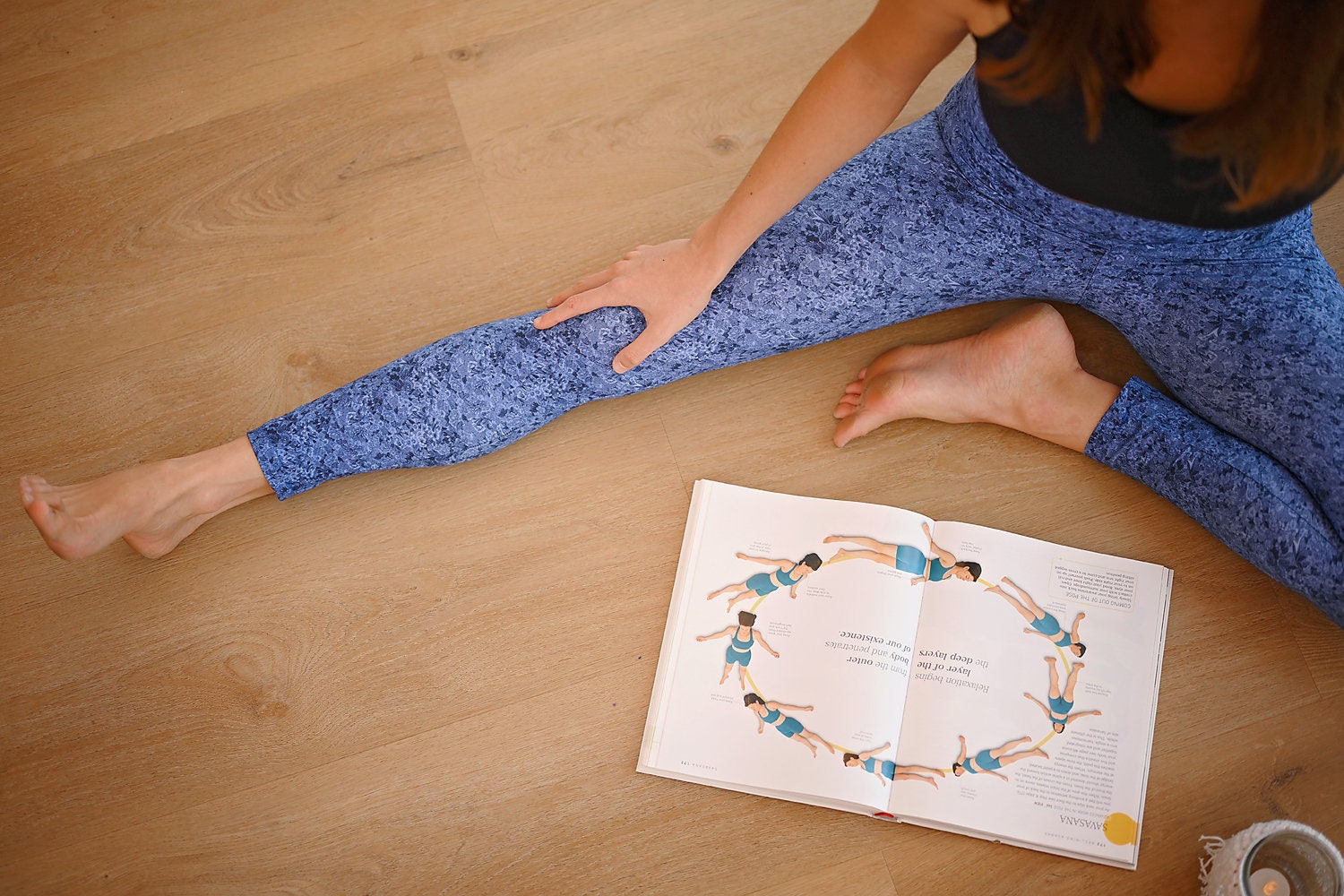 Blue Floral Yoga Leggings Flower Pattern Tights for Women - Etsy