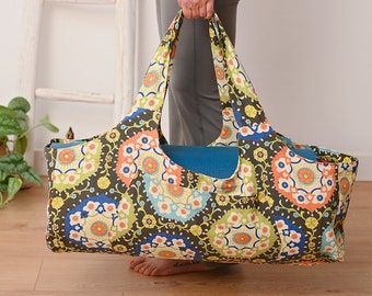 Bohemian Cotton Yoga Mat Bag: Large Pilates Tote
