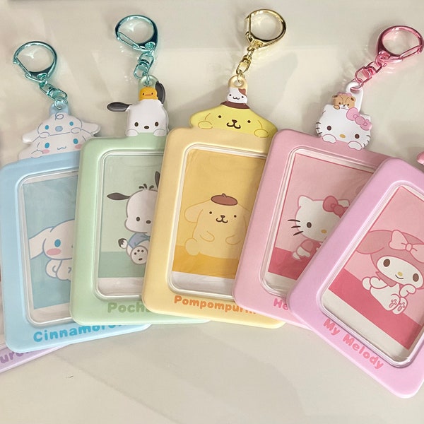 Character PC Photo Card Keyring Keychain Holder | Hello Kitty | My Melody | Kuromi | Pompompurin | Cinnamoroll | Pochacco | PC not included