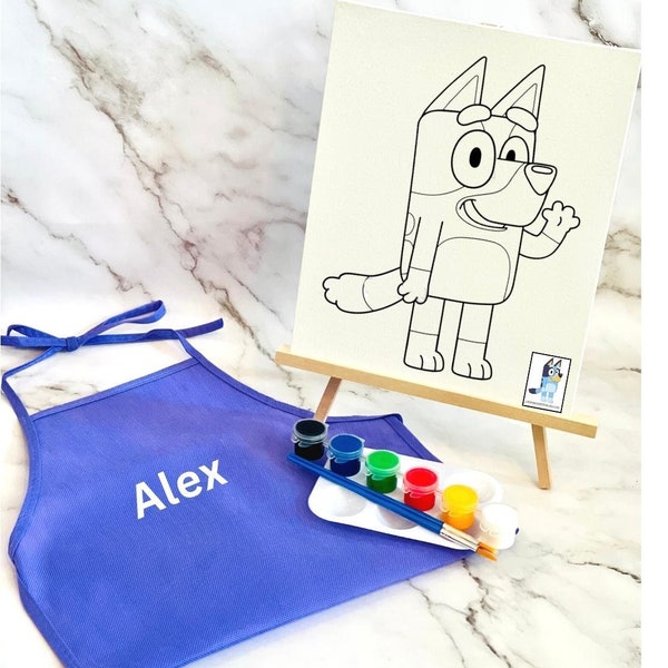 Kit de manualidades todo en uno para fiesta de pintura azul: ¡recuerdos de cumpleaños y actividades perfectos para niños pequeños creativos! kits de arte, lienzo predibujado, fiesta infantil