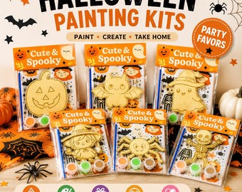 Halloween Painting Kit for Kids | DIY Wooden Magnet Craft | Halloween Party Favor | Classroom Activity