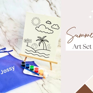Summer Themed Kids Canvas Paint Kit - Creative Craft Set for Fun Activities & Birthdays