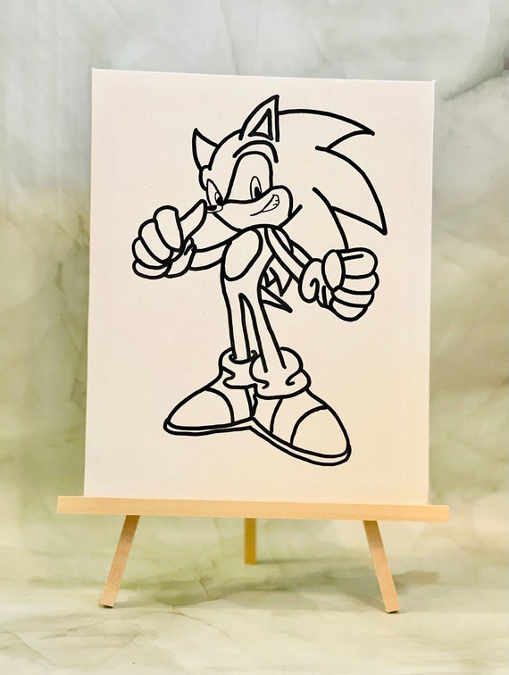 Sonic Predrawn Canvas, Art Kits, Art Kids Party, DIY Birthday