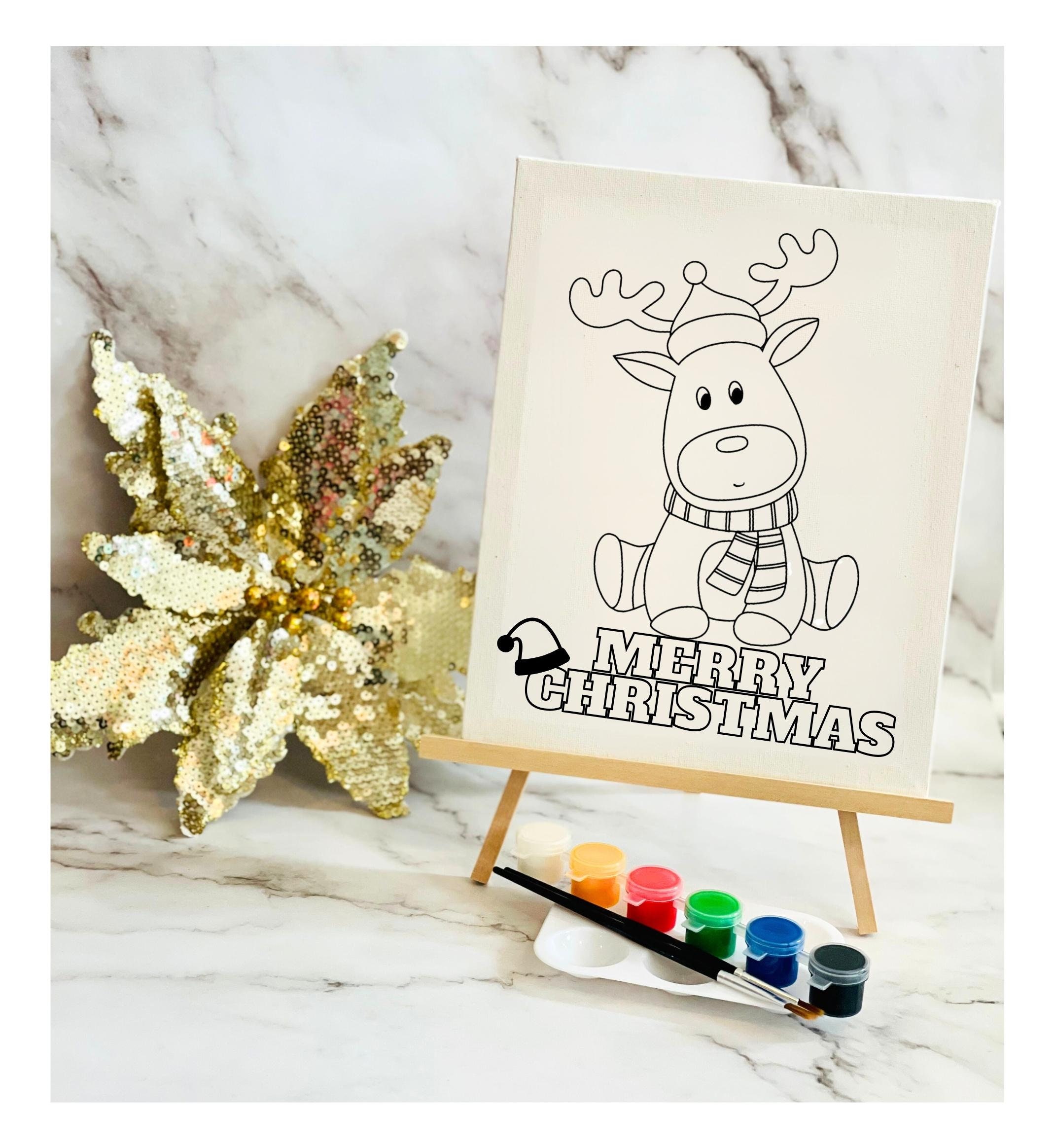 YEESAM ART Dipingi Con I Numeri | Babbo Natale E Albero Di Natale | Tela 40x50 Cm | Kit Fai Da Te Con Lente D'Ingrandimento