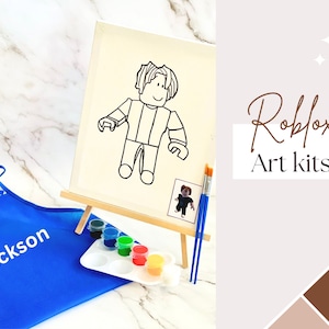 Roblox Art Kit for Kids Parties, Pre-drawn Canvas, DIY Painting Favors