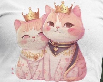 Katzen Shirt - Herren und Frauen Katzen T-Shirt - Süße Katzen Pärchen - Süße Katzen Shirts - Katzenliebhaber T-Shirt