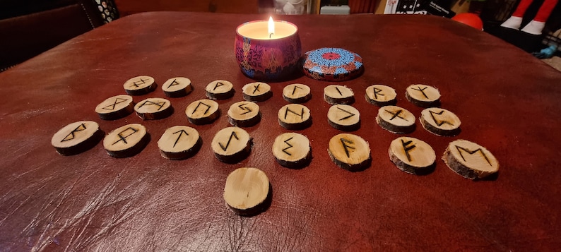 Pine Wood Rune Set Norse Elder Futhark Handmade, Hand Carved Pine ...