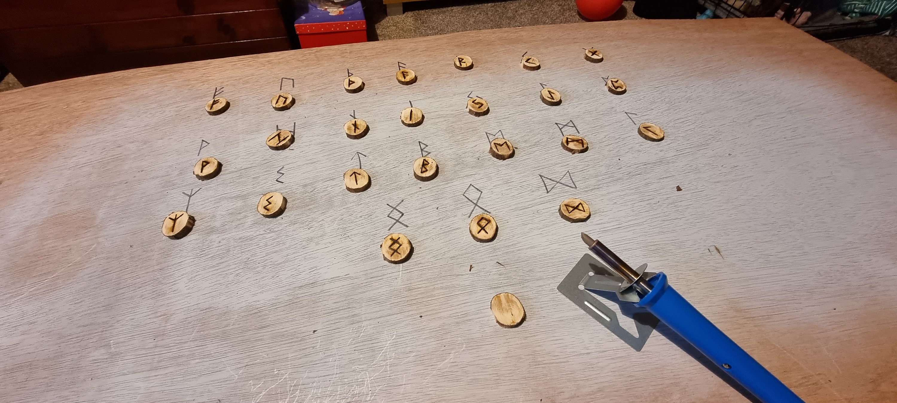 Pine Wood Rune Set Norse Elder Futhark Handmade, Hand Carved Pine ...