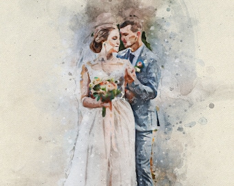 Custom watercolor portrait from photo, personalized watercolor portrait, wedding gift, anniversary gift, engagement gift, gift for couple