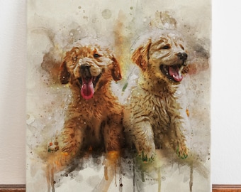 Personalised Pet Portrait,Watercolour Pet Portrait Painting,Pet Illustration, Custom Dog Portrait Drawing, Pet Memorial Gift, Pet Loss