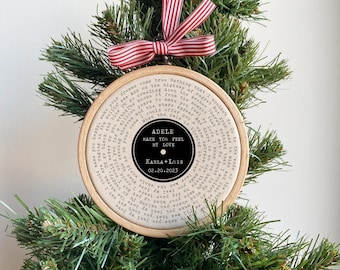 Personalized Song Lyrics Vinyl Record Art, Custom Anniversary Gift