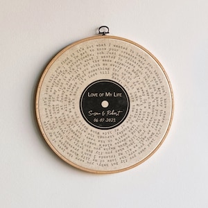 Vinyl Record Art Print, Favourite Song Personalised Lyrics Art, Vinyl Print, Personalised Record Gift image 1