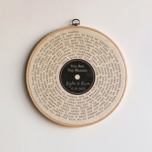 Vinyl Record Art Print, Favourite Song Personalised Lyrics Art, Vinyl Print, Personalised Record Gift image 4