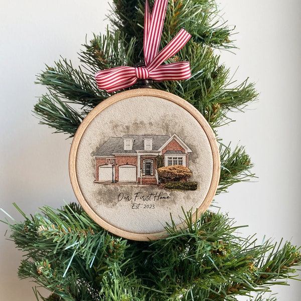 Aangepaste huisfoto ornament, nieuwe huisornamenten, familieornament, kerstdecor, nieuw huisornament, kerstcadeau, kerstcadeau voor familie