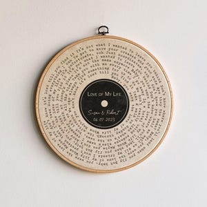 Personalized Song Lyrics Vinyl Record Art Print, Cotton Anniversary Gift