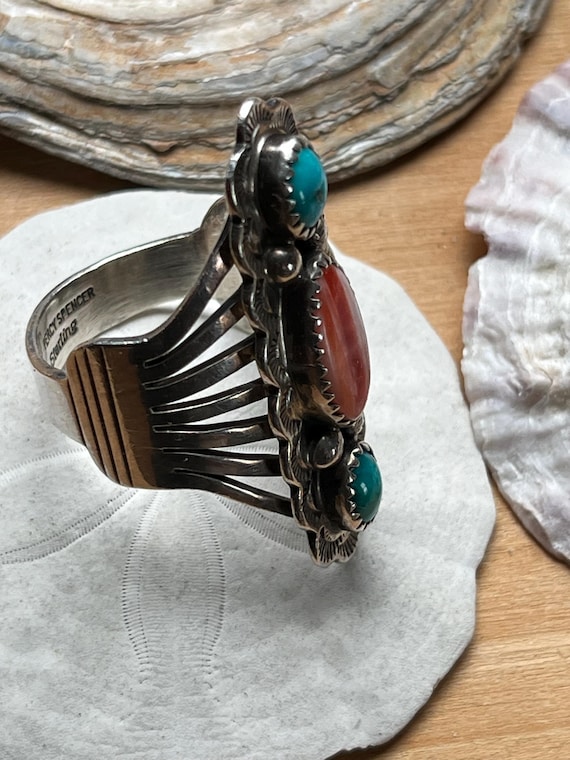 Vintage Native American Signed Statement Ring Wit… - image 3