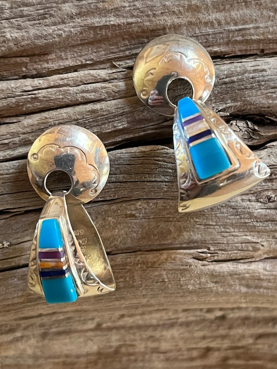 Sanel Betty Thomas Sterling Navajo Earrings