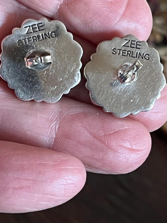 Native Sterling Lapis Cluster Earrings - image 2